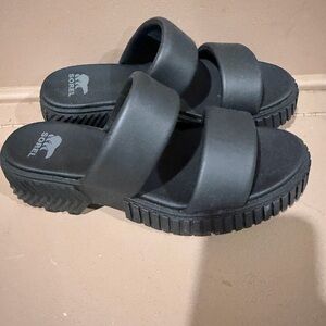 Sorel Black Double Strap Sandals
